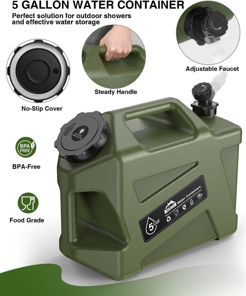 Widitn Portable Camping Shower with Water Jug, Electric Rechargeable Camping Shower, 5-Gallon Food Grade Water Containers, Outdoor Camp Pump Water Storage Kit for Hiking Beach, Travel, Pet Bath - Image 4